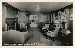 Library and Writing Room, S.S. Santa Elena - Grace Line Postcard