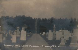 Cemetery and Soldiers Monument Stafford, NY Postcard Postcard Postcard