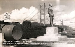 Jospeh B. Strauss memorial - statue near Golden Gate Bridge Postcard