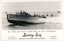 Leading Lady Speedboat Advertisement, Balboa Fun Zone Newport Beach, CA Advertising Postcard Postcard Postcard