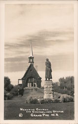 Memorial Church and Evangeline's Statue Grand Pré, NS Canada Nova Scotia Postcard Postcard Postcard