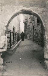 BADR' - old stone town and a man visible beyond an archway. Saudi Arabia Middle East Postcard Postcard Postcard