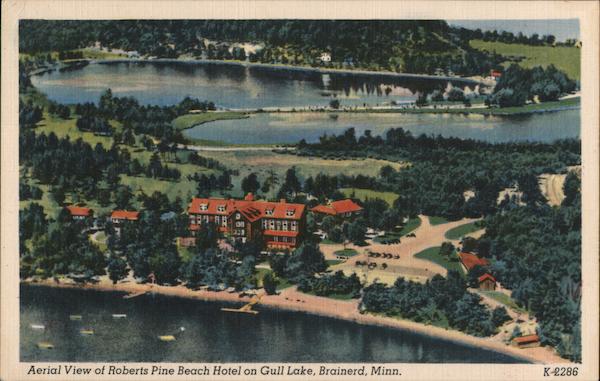 Aerial View of Roberts Pine Beach Hotel on Gull Lake Brainerd Minnesota