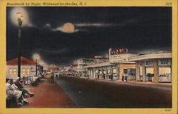 Boardwalk by Night Wildwood-by-the-Sea, NJ Postcard Postcard Postcard