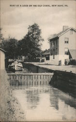 Boat at a Lock on the Old Canal Postcard