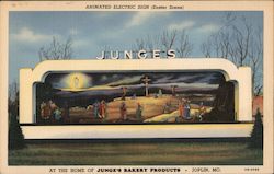 Animated Electric Sign - Junge's Bakery Products Postcard