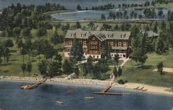 Roberts Pine Beach Hotel with lake front view Postcard