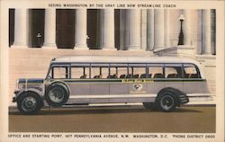 Seeing Washington by the Gray Line New Stream Line Coach District Of Columbia Washington DC Postcard Postcard Postcard