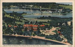 Aerial View of Roberts Pine Beach Hotel on Gull Lake Postcard