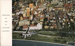 Downtown Air View of Milwaukee Postcard