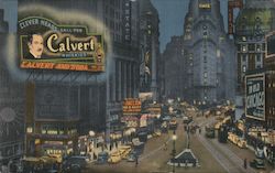 Calver's Spectacular Electric Sign, Times Square Postcard