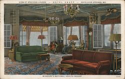 Spacious Lounge - Hotel Snapp - Missouri's National Health Resort Postcard