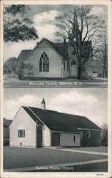 Methodist Church and Delevan Baptist Church Postcard