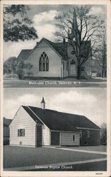 Methodist Church and Delevan Baptist Church New York Postcard Postcard Postcard