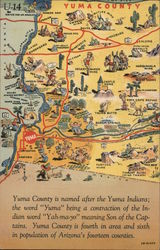 Novelty Map of Yuma County, Arizona Postcard Postcard Postcard