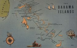 Map of The Bahama Islands Postcard