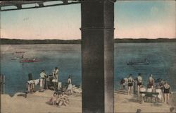 Bathing Beach from Pier Club Postcard