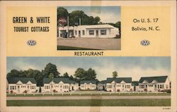 Green & White Tourist Cottages Postcard