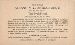 First Annual Albany Antique Show, Ten Eyck Hotel 1938 Postcard