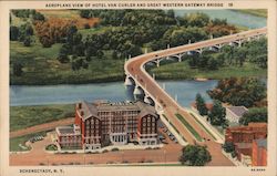 Hotel Van Curler and Great Western gateway Bridge Schenectady, NY Postcard Postcard Postcard