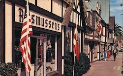 Danish Shops near Busy Intersection Solvang, CA Postcard Postcard Postcard