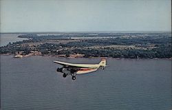 Tri-Motor Plane Flying Over Catawba Island, Ohio Postcard