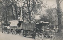 "Hinsdale of Yesteryear" - Horse Drawn Ice Delivery Wagon and Truck Illinois Postcard Postcard Postcard