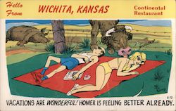 Hello from Wichita Kansas Continental Restaurant Postcard
