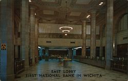 East Lobby First National Bank in Wichita Postcard
