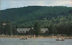 Beach and Bathhouse at Red House Lake, Allegany State Park Postcard