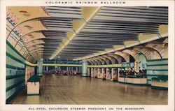 Rainbow Ballroom, All-Steel Excursion Steamer "President" on the Mississippi Interiors Postcard Postcard Postcard