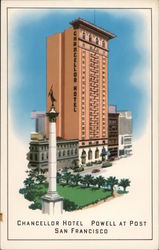 Chancellor Hotel - San Francisco, California hotel tower illustration Postcard