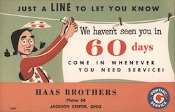 Haas Brothers Pontiac Service Postcard