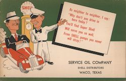 Service Oil Company, Shell Distributors Waco, TX Gas Stations Postcard Postcard Postcard