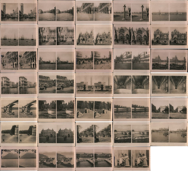 Lot of 34 Real Photo Stereoview Postcards Italy, France, Switzerland