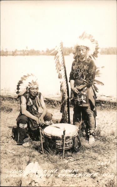 Two Native American Chiefs with Drum Native Americana