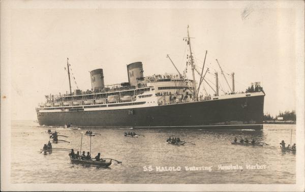 S.S. Malolo Entering Honolulu Harbor 1929 Hawaii