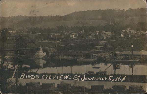 Birds Eye View Scenic River Boats Houses Saint Johnsville New York