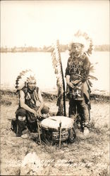 Two Native American Chiefs with Drum Postcard