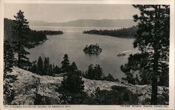 Steamer Rounding Island in Emerald Bay Postcard