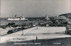 Aerial View Street Scene Ship Mackinaw City, MI Postcard Postcard Postcard