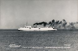 Ship on Lake City of Petoskey Postcard