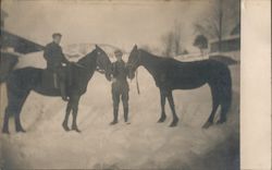Men and horses Postcard
