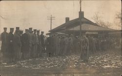 Lexington Railroad Depot, WWI Solders? Postcard