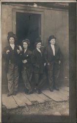Group of Women Dressed in Drag, Cross-Dressing, Smoking Pipes Postcard