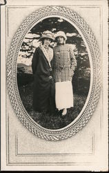 Two Women In Hats In An Art Deco Printed Frame Postcard