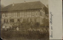 Gruss aus Hettisnyl - Group of children oustide house Postcard