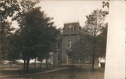 School Building Among Oak Trees Postcard