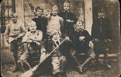 Group of Patriotic Men in Hat Lyon, France World War I Postcard Postcard Postcard