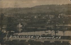 Birds Eye View Scenic River Boats Houses St. Johnsville, NY Postcard Postcard Postcard